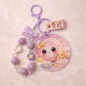 6" Kawaii Keychain – Positive Quote Charm + Beaded Bracelet